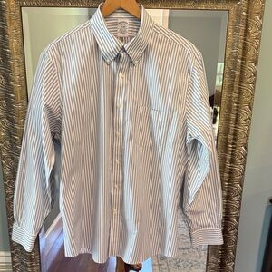 Brooks Brothers White and Blue Striped Button Down Shirt